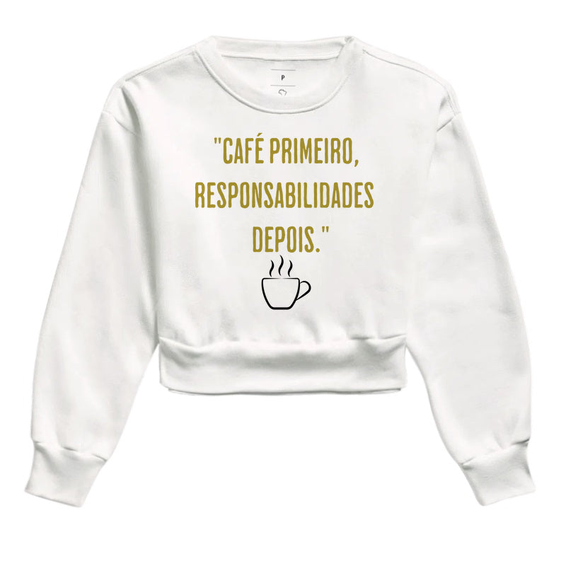 Camiseta Café primeiro responsabilidades depois Algodão