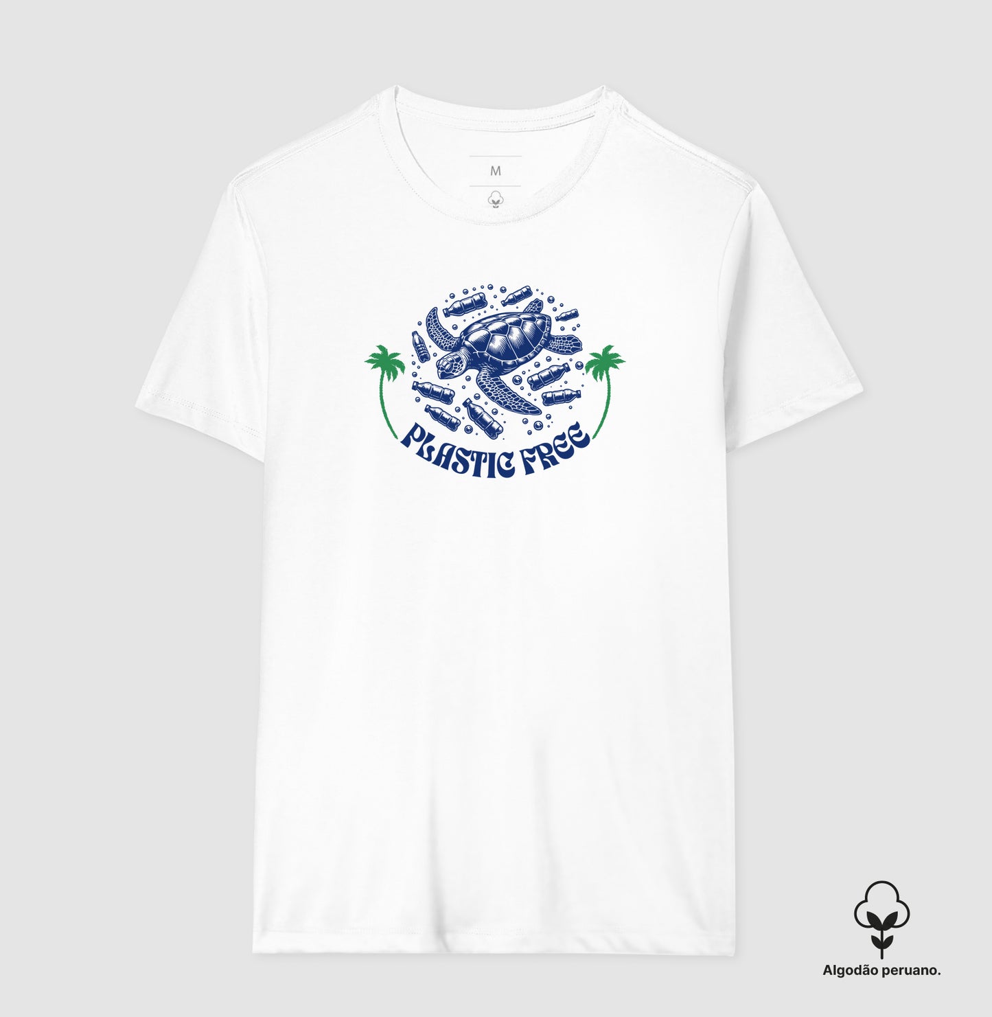 Camiseta 100% Algodão Peruano Proteja o Mar