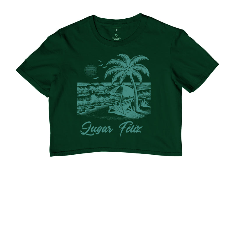 Camiseta Lugar Feliz Praia em Algodão