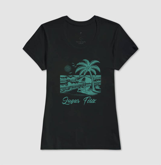 Camiseta Lugar Feliz Praia em Algodão