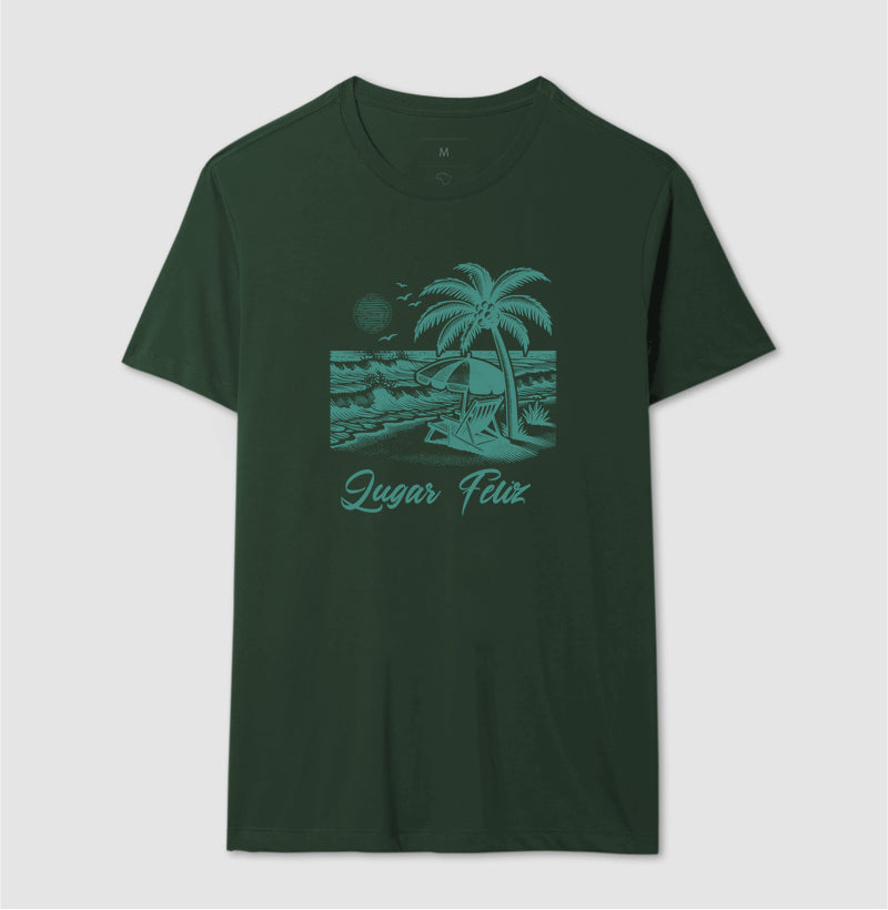 Camiseta Lugar Feliz Praia em Algodão