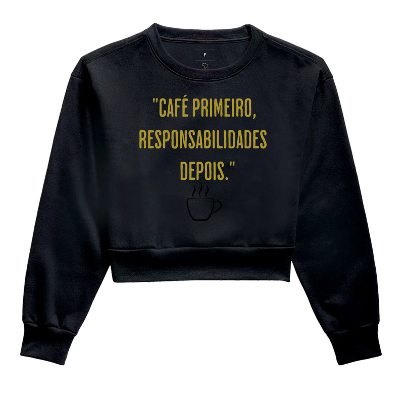 Camiseta Café primeiro responsabilidades depois Algodão