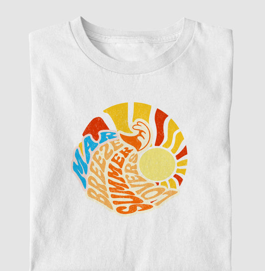Camiseta Mar Brisa Sol em Algodão