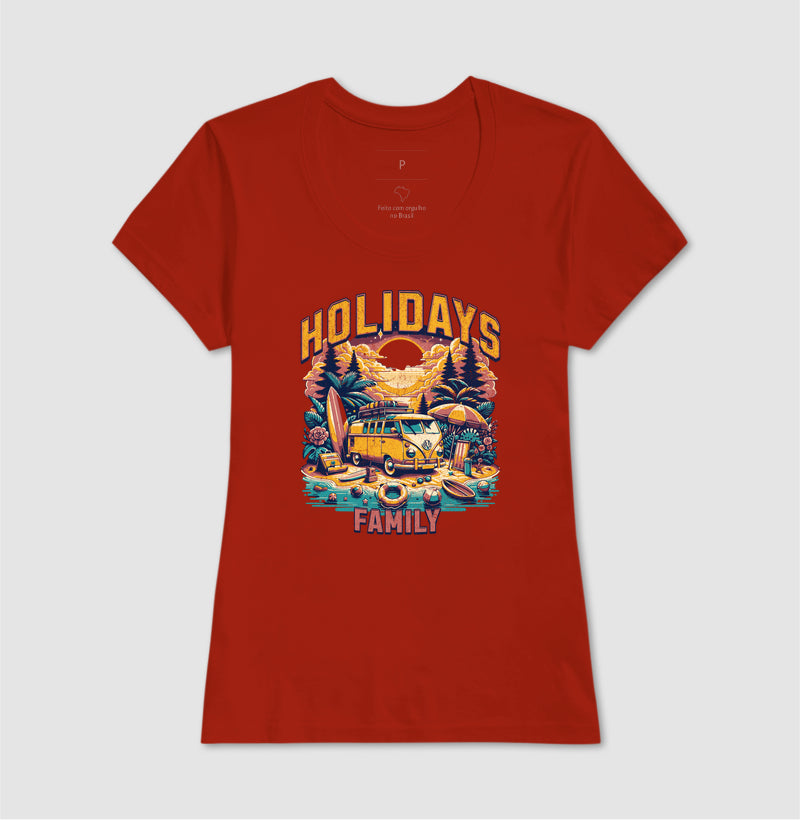 Camiseta Férias em Família Algodão - Unissex