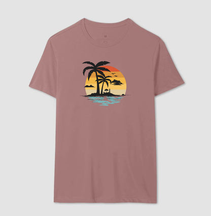 Camiseta Casual Tropical Sunset Algodão