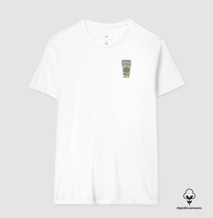Camiseta 100% Algodão Peruano Café Ajuda