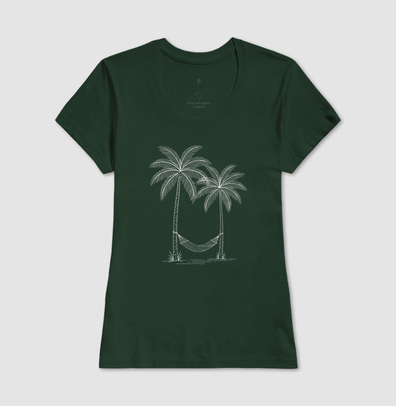 Camiseta 100% Algodão Coqueiro e Rede