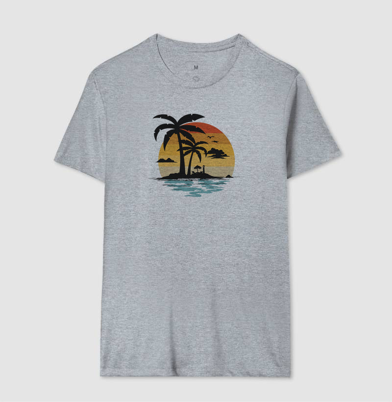 Camiseta Casual Tropical Sunset Algodão