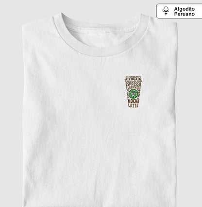 Camiseta 100% Algodão Peruano Café Ajuda