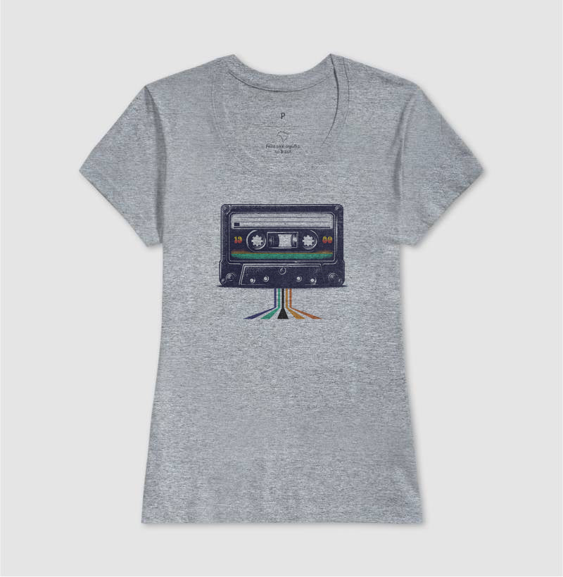 Camiseta 100% Algodão Vintage Fita Cassete