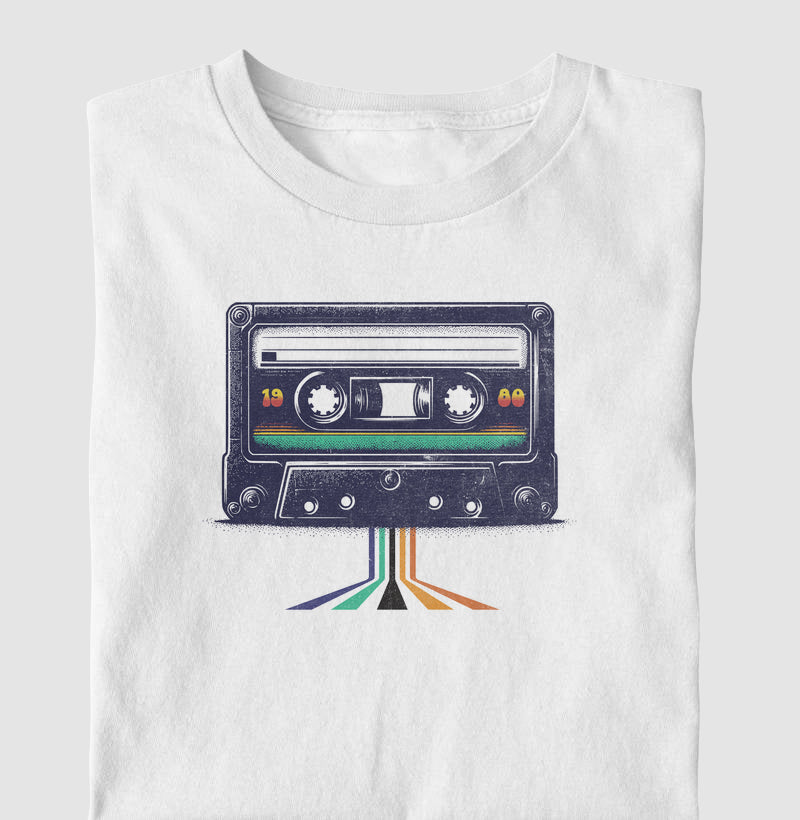 Camiseta 100% Algodão Vintage Fita Cassete