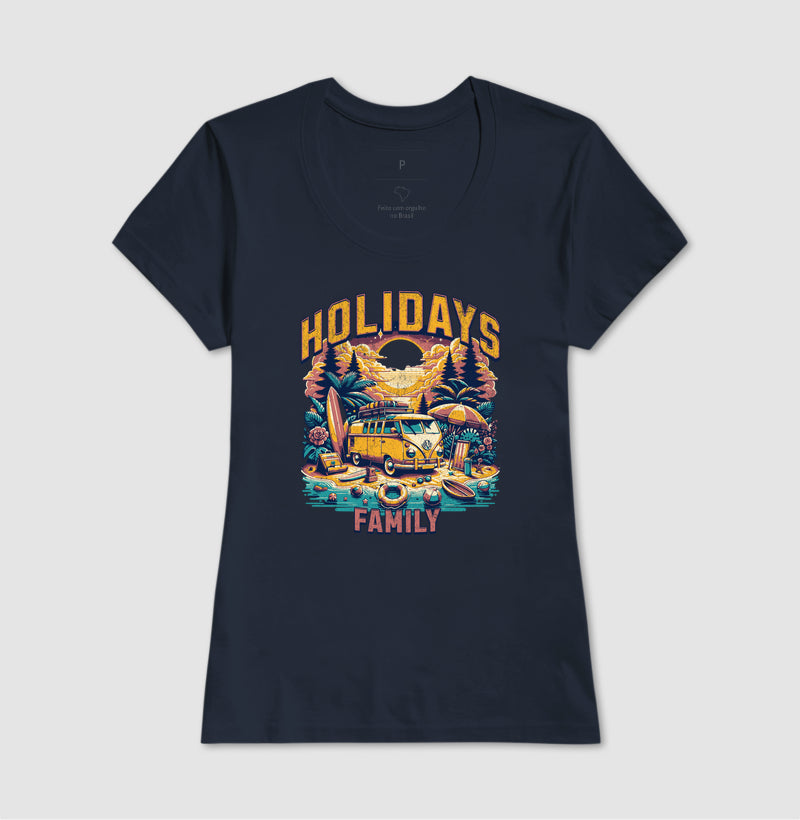 Camiseta Férias em Família Algodão - Unissex