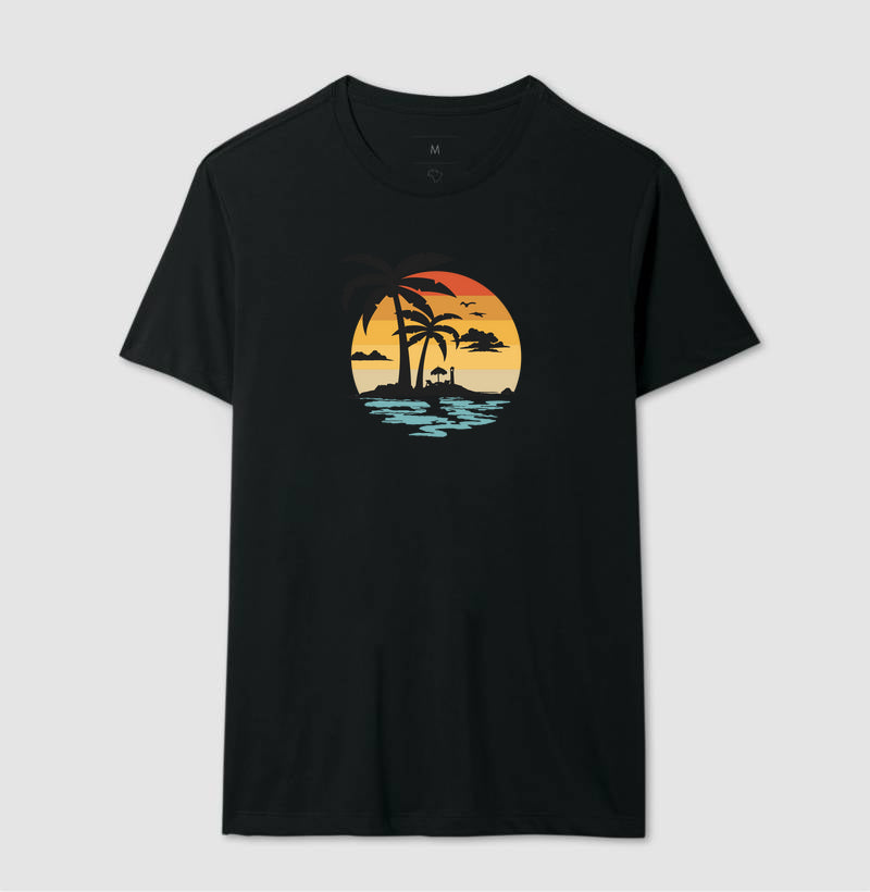 Camiseta Casual Tropical Sunset Algodão