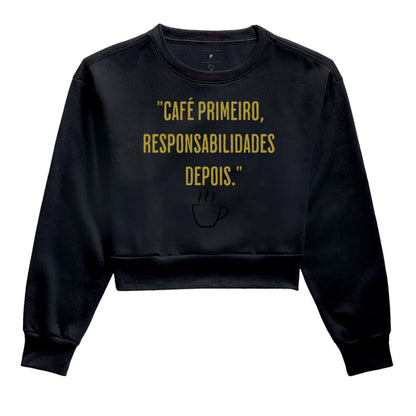 Camiseta Café primeiro responsabilidades depois Algodão