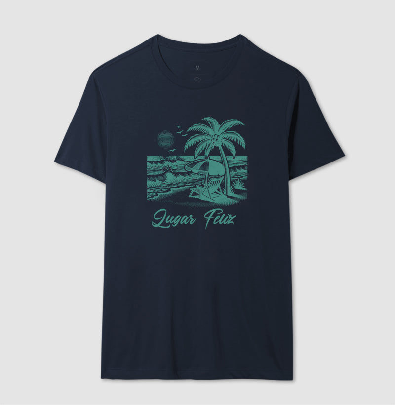 Camiseta Lugar Feliz Praia em Algodão