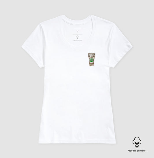 Camiseta 100% Algodão Peruano Café Ajuda