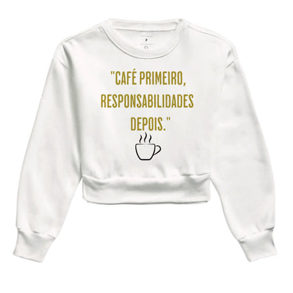 Camiseta Café primeiro responsabilidades depois Algodão