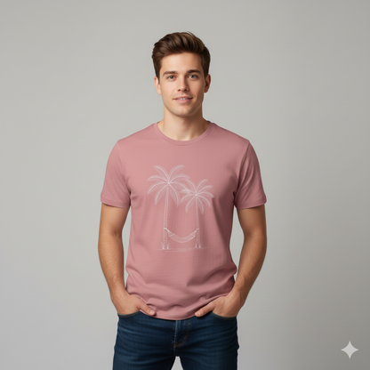 Camiseta 100% Algodão Coqueiro e Rede