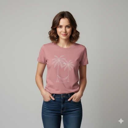 Camiseta 100% Algodão Coqueiro e Rede