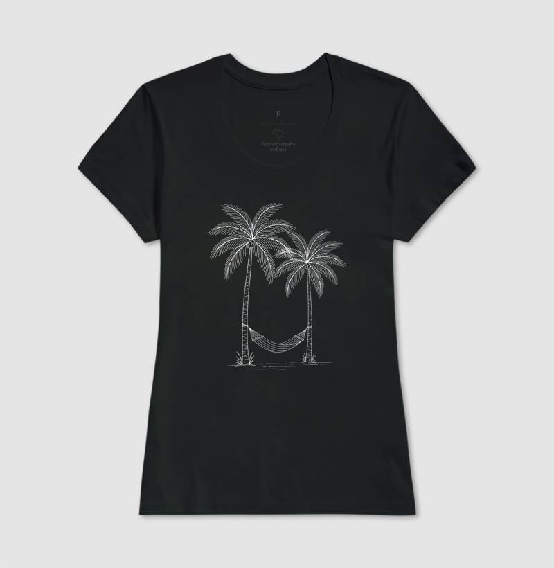 Camiseta 100% Algodão Coqueiro e Rede