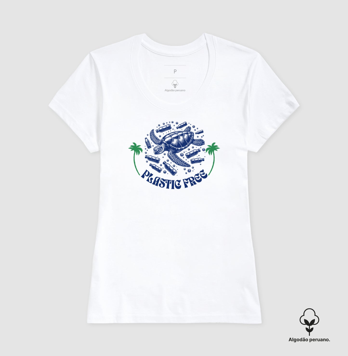 Camiseta 100% Algodão Peruano Proteja o Mar