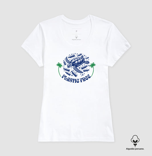 Camiseta 100% Algodão Peruano Proteja o Mar