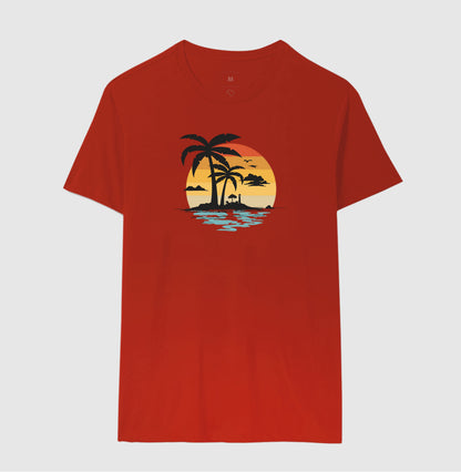 Camiseta Casual Tropical Sunset Algodão