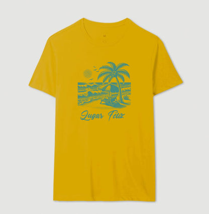 Camiseta Lugar Feliz Praia em Algodão