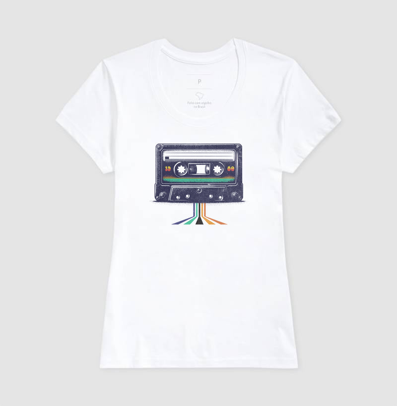 Camiseta 100% Algodão Vintage Fita Cassete