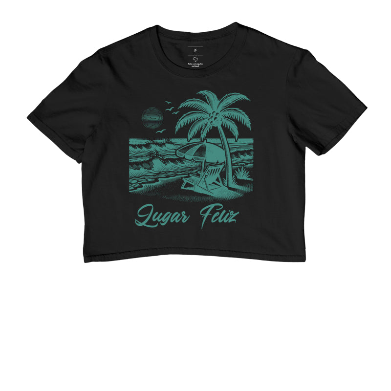 Camiseta Lugar Feliz Praia em Algodão