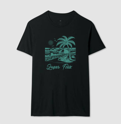 Camiseta Lugar Feliz Praia em Algodão