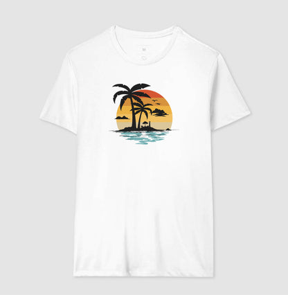 Camiseta Casual Tropical Sunset Algodão