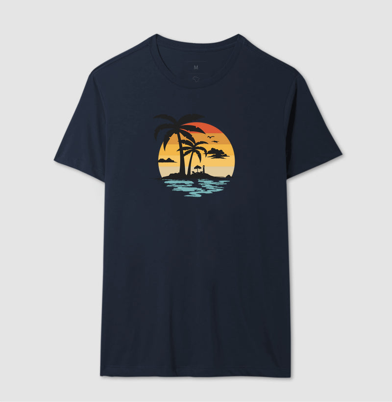 Camiseta Casual Tropical Sunset Algodão