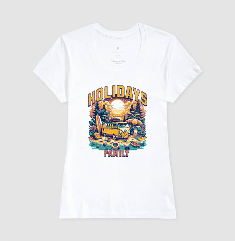 Camiseta Férias em Família Algodão - Unissex