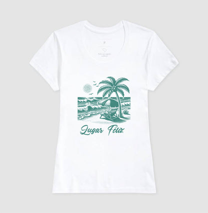 Camiseta Lugar Feliz Praia em Algodão
