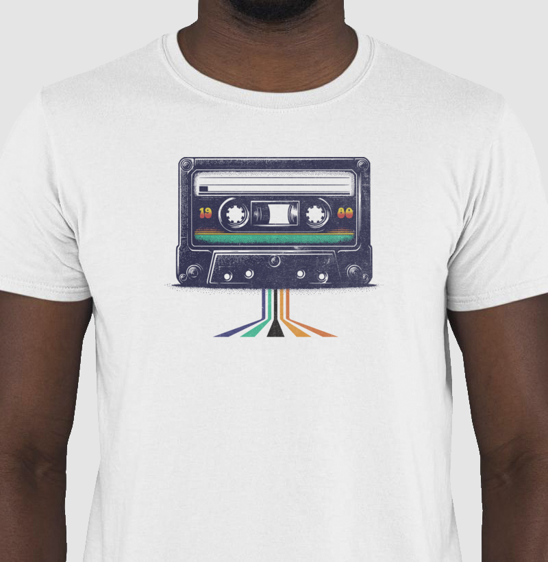 Camiseta 100% Algodão Vintage Fita Cassete