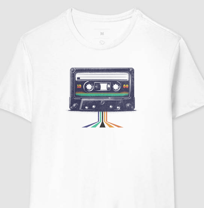 Camiseta 100% Algodão Vintage Fita Cassete
