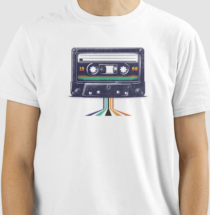 Camiseta 100% Algodão Vintage Fita Cassete